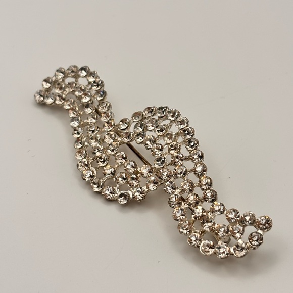 Vintage Clear Rhinestone Treble Clef Ribbon Brooch - Picture 8 of 12
